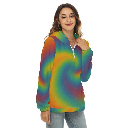 Women's Borg Fleece Hoodie With Half Zip