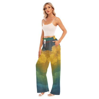 Women's Waist Fungus Edge Wide-leg Pants