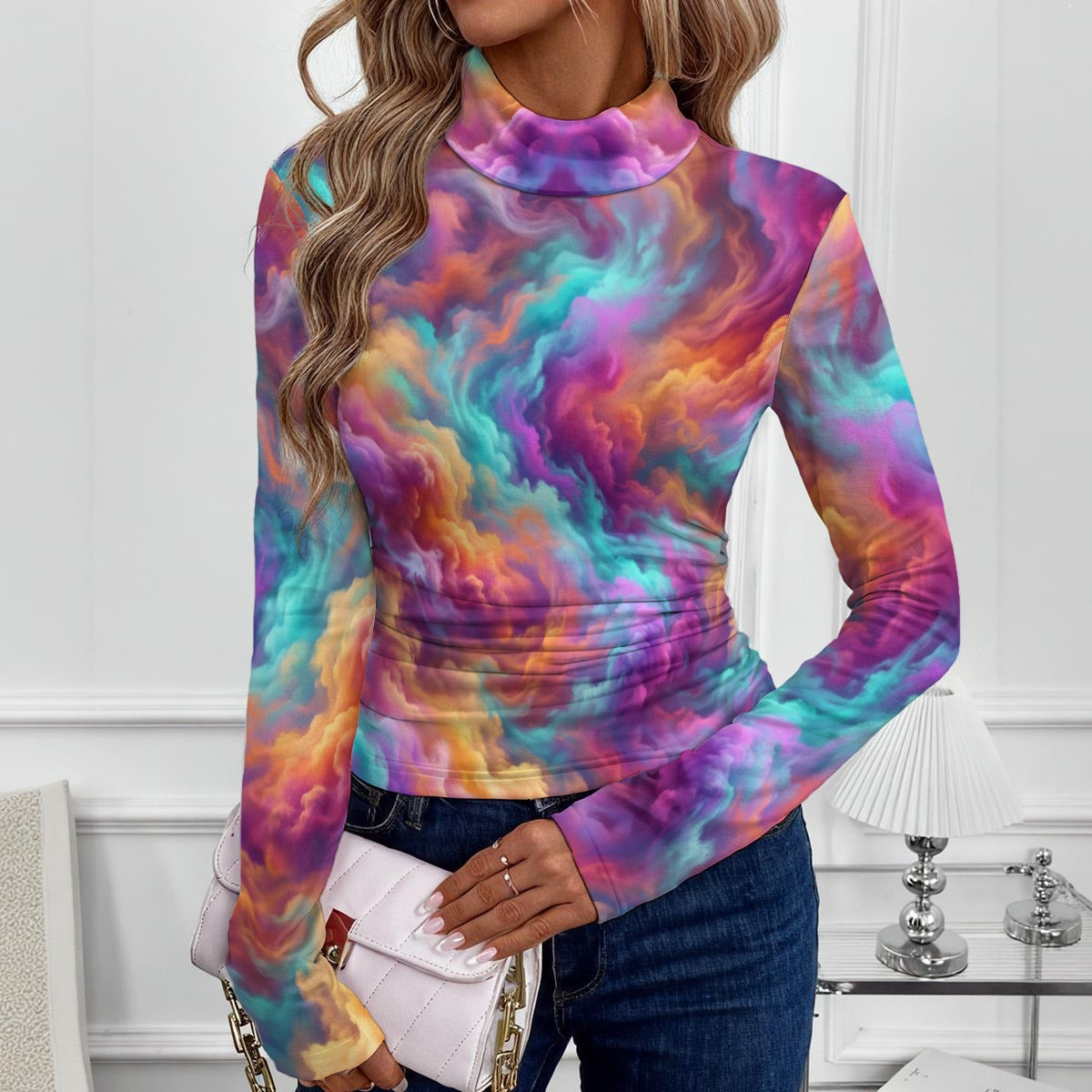 Women's Women's High-Neck Top With Long Sleeve