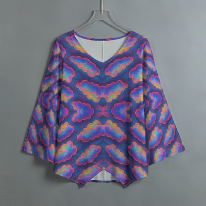 Women's V-neck T-shirt With Irregular Hem