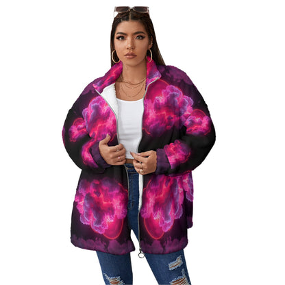 Unisex Borg Fleece Stand-up Collar Coat With Zipper Closure(Plus Size)