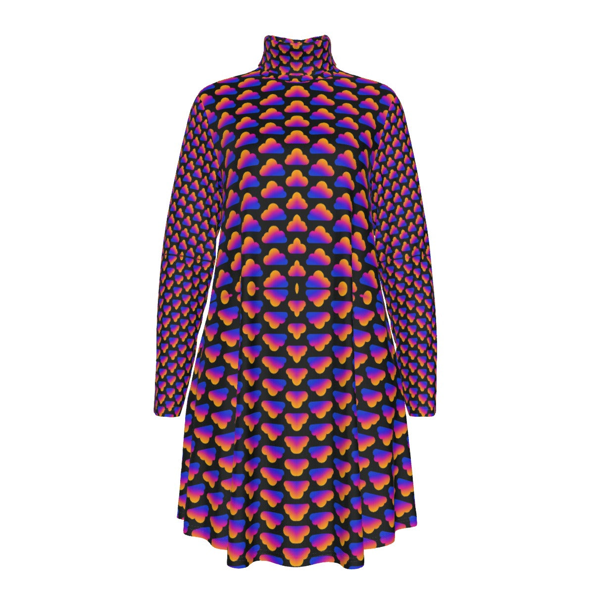 Women's High Neck Dress With Long Sleeve