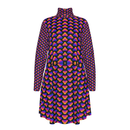 Women's High Neck Dress With Long Sleeve