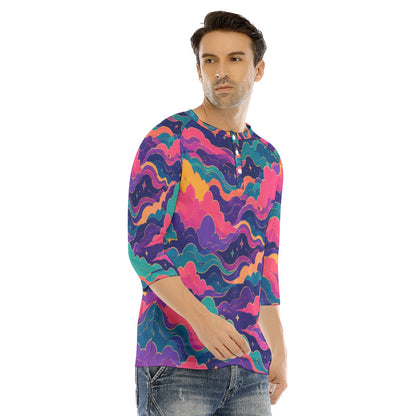 Men's Bracelet Sleeve T-shirt With Button Closure - view 2