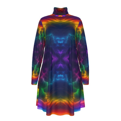 Women's High Neck Dress With Long Sleeve