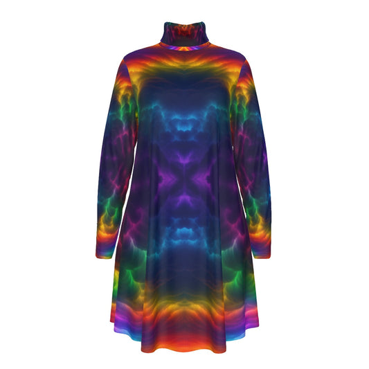 Women's High Neck Dress With Long Sleeve