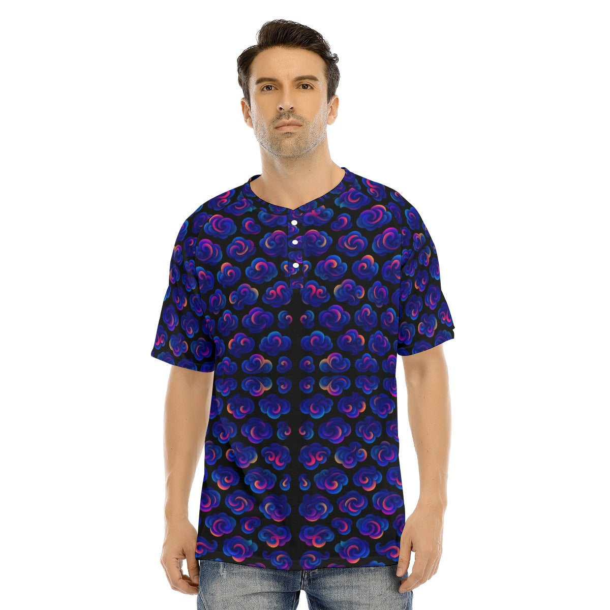 Men's Raglan Sleeve T-shirt With Button Closure