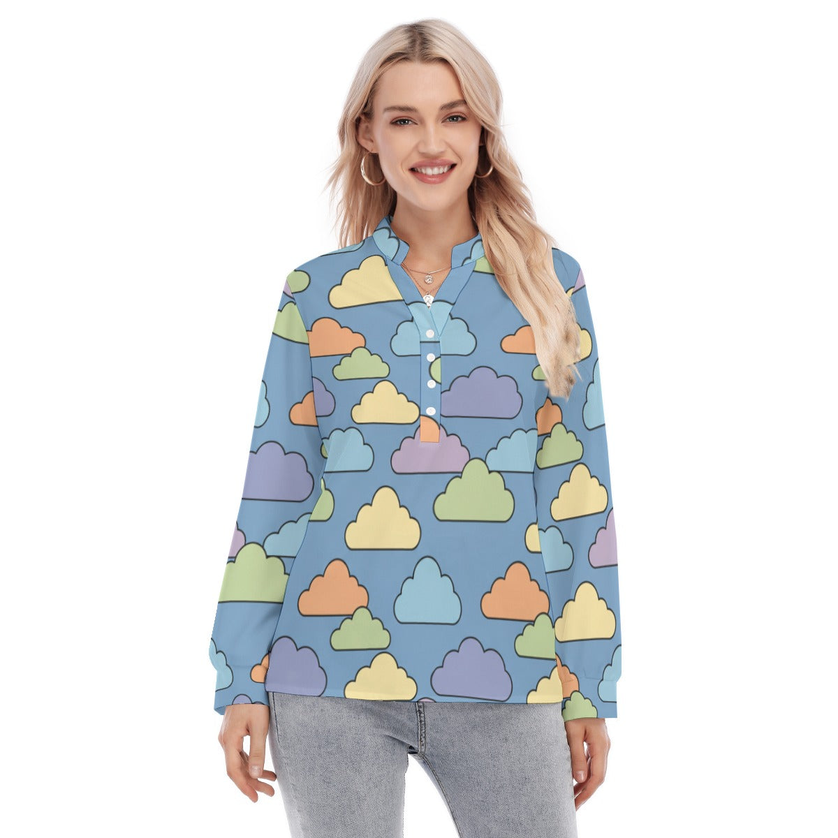 Women's Long Sleeve Blouse With Button Closure