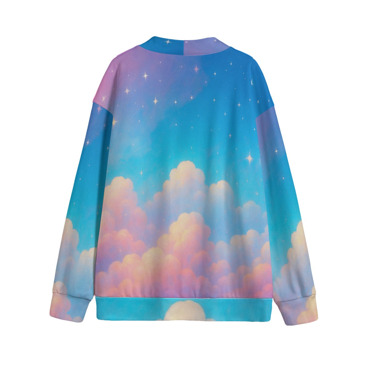 Unisex V-neck Knitted Fleece Cardigan With Button Closure