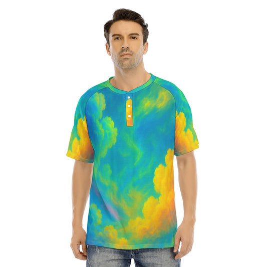 Men's Raglan Sleeve T-shirt With Button Closure