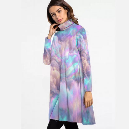 Women's High Neck Dress With Long Sleeve