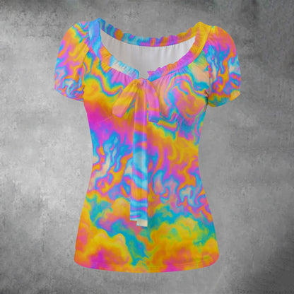 Women's Puff Sleeve Pleated Shirt