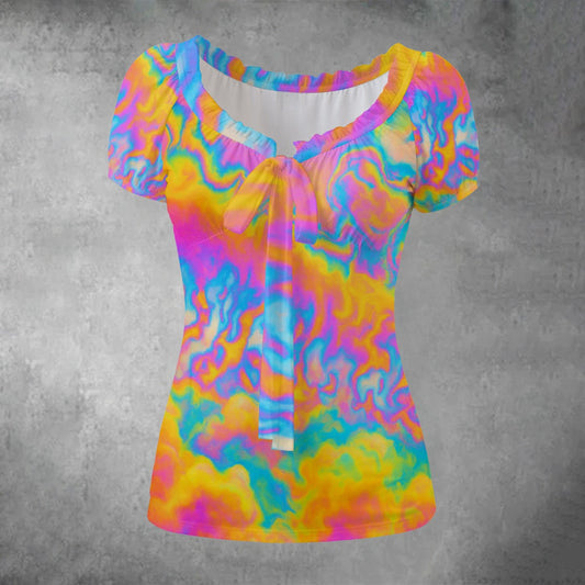 Women's Puff Sleeve Pleated Shirt