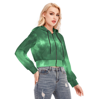 Women's Crop Top Hoodie With Zipper Closure