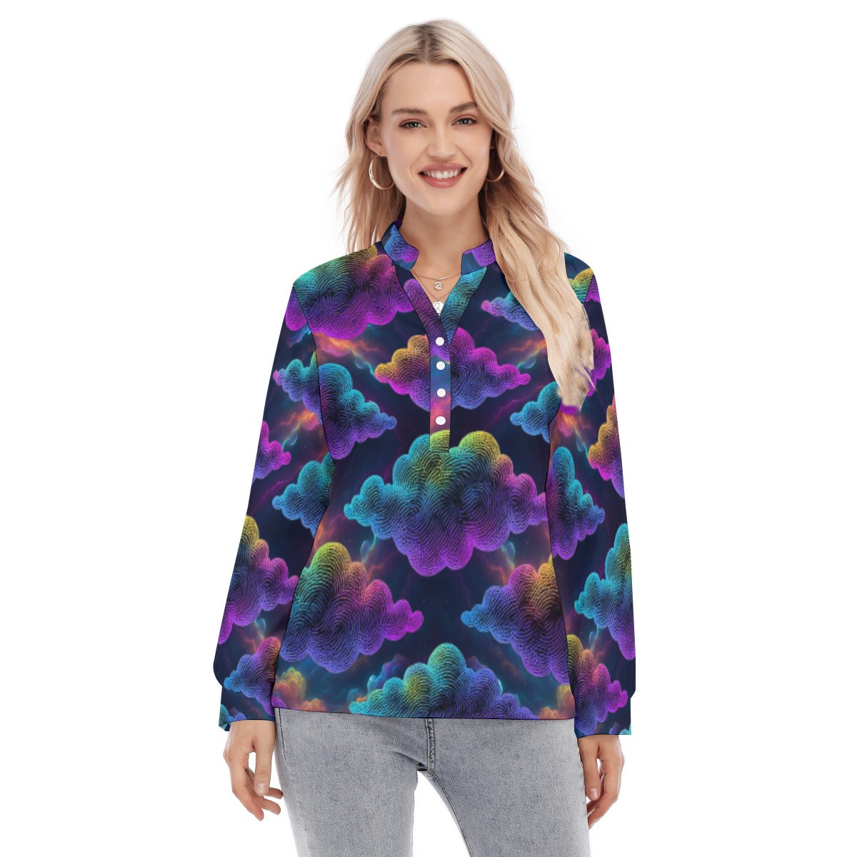 Women's Long Sleeve Blouse With Button Closure