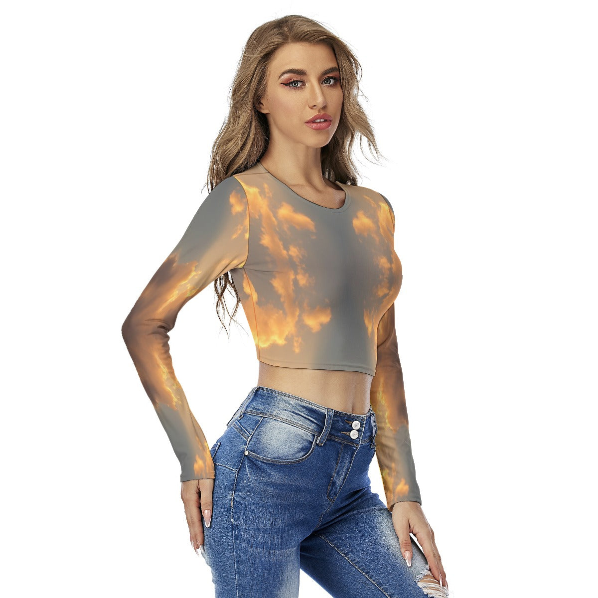 Women's Round Neck Crop Top T-Shirt