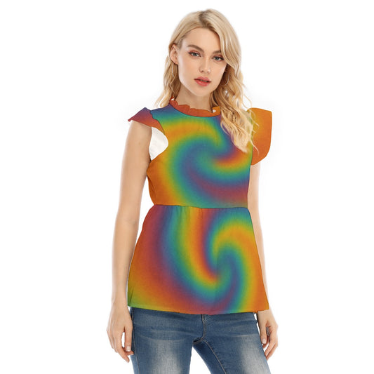 Women's Blouse With Lotus Leaf Lace