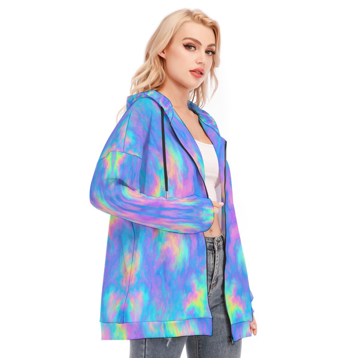 Women's Long Hoodie With Zipper Closure