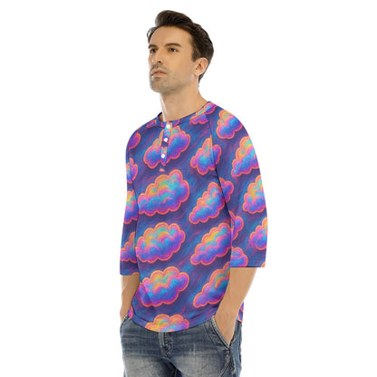 Men's Bracelet Sleeve T-shirt With Button Closure - view 3