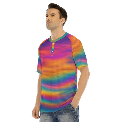 Men's Raglan Sleeve T-shirt With Button Closure