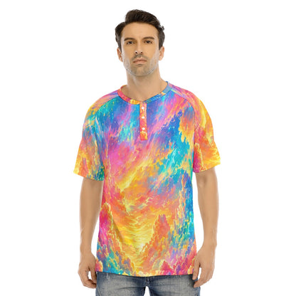 Men's Raglan Sleeve T-shirt With Button Closure