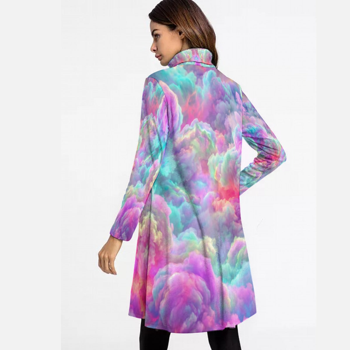 Women's High Neck Dress With Long Sleeve