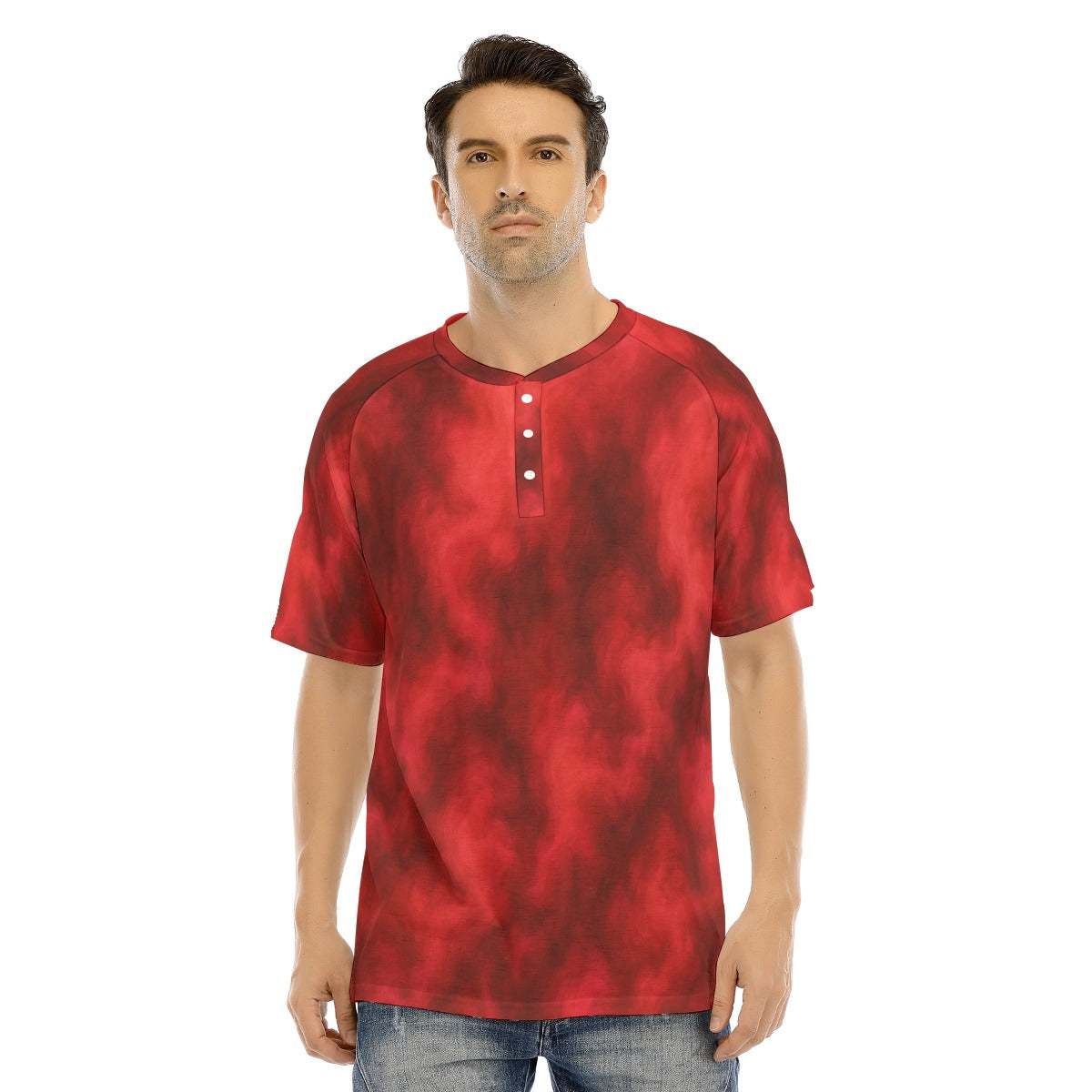Men's Raglan Sleeve T-shirt With Button Closure