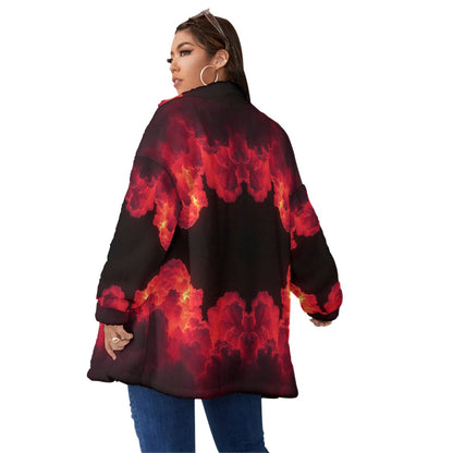 Unisex Borg Fleece Stand-up Collar Coat With Zipper Closure(Plus Size)