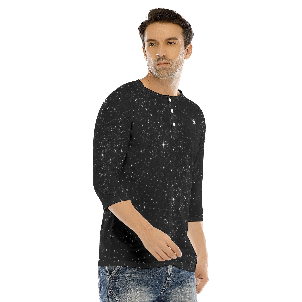 Men's Bracelet Sleeve T-shirt With Button Closure - view 2