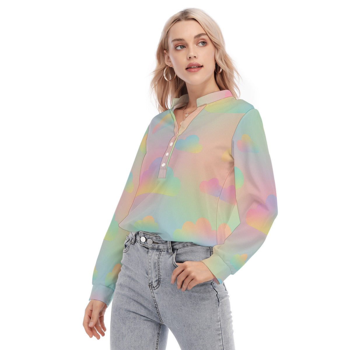 Women's Long Sleeve Blouse With Button Closure