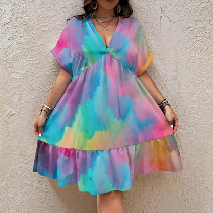 Women’s Floral V-Neck Short Sleeve Dress