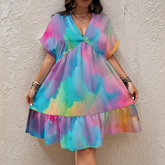 Women’s Floral V-Neck Short Sleeve Dress