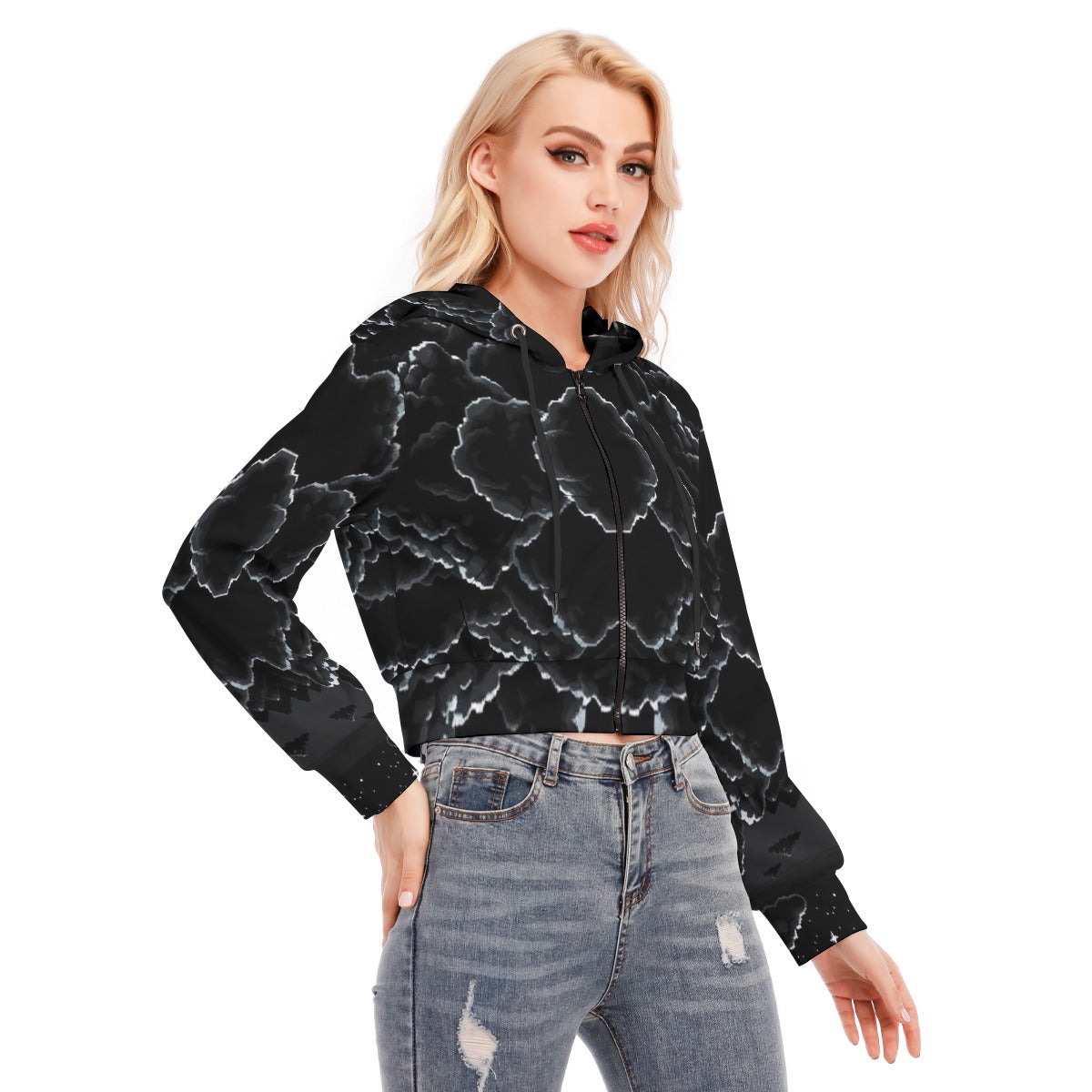 Women's Crop Top Hoodie With Zipper Closure