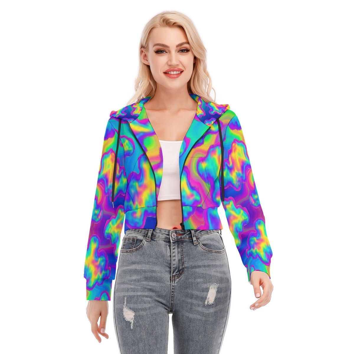 Women's Crop Top Hoodie With Zipper Closure