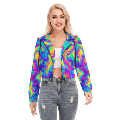 Women's Crop Top Hoodie With Zipper Closure
