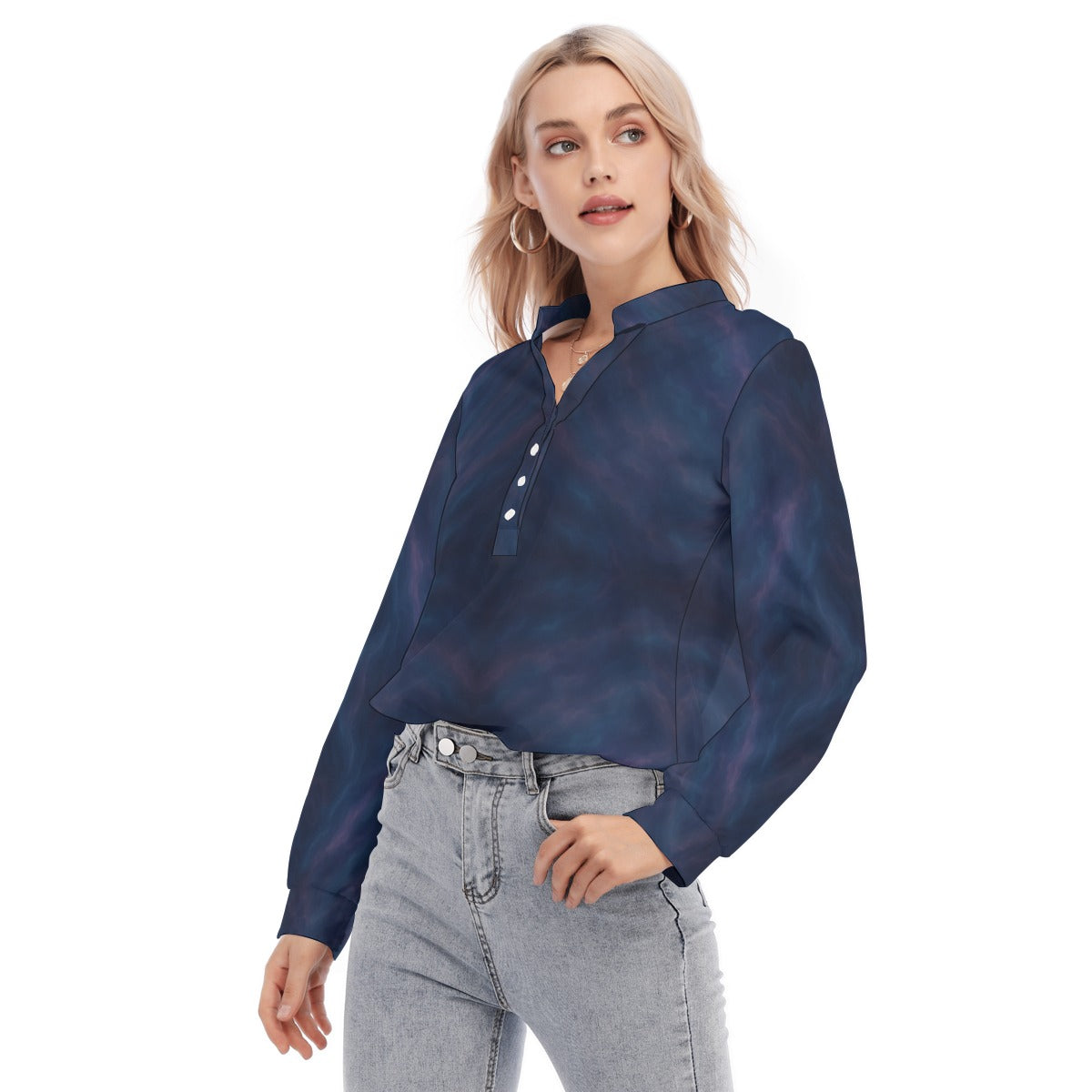 Women's Long Sleeve Blouse With Button Closure