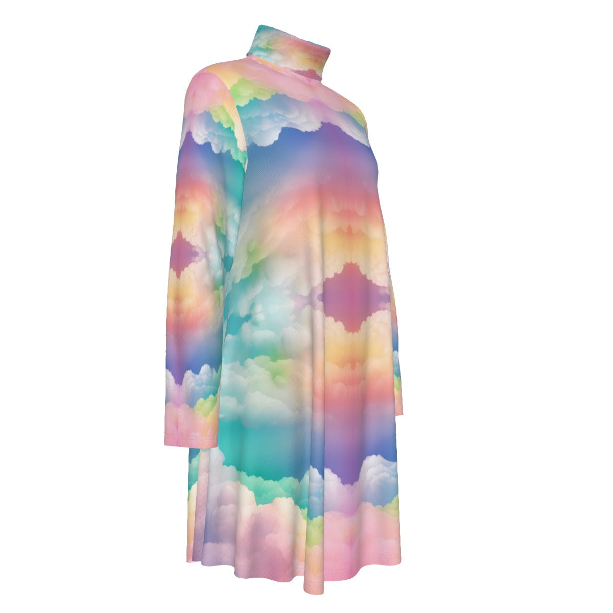 Women's High Neck Dress With Long Sleeve