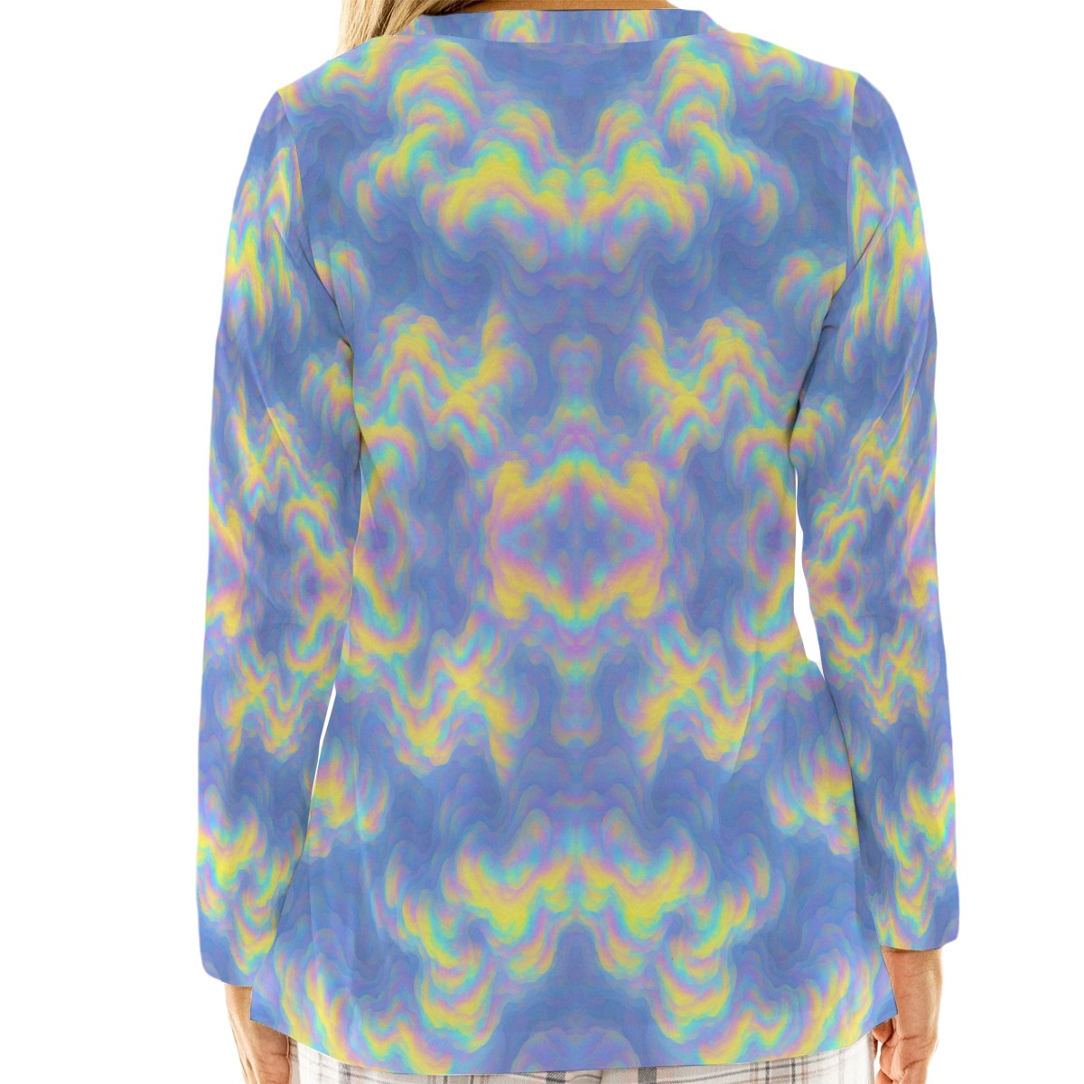 Women's Loose V-Neck T-Shirt With Long Sleeve