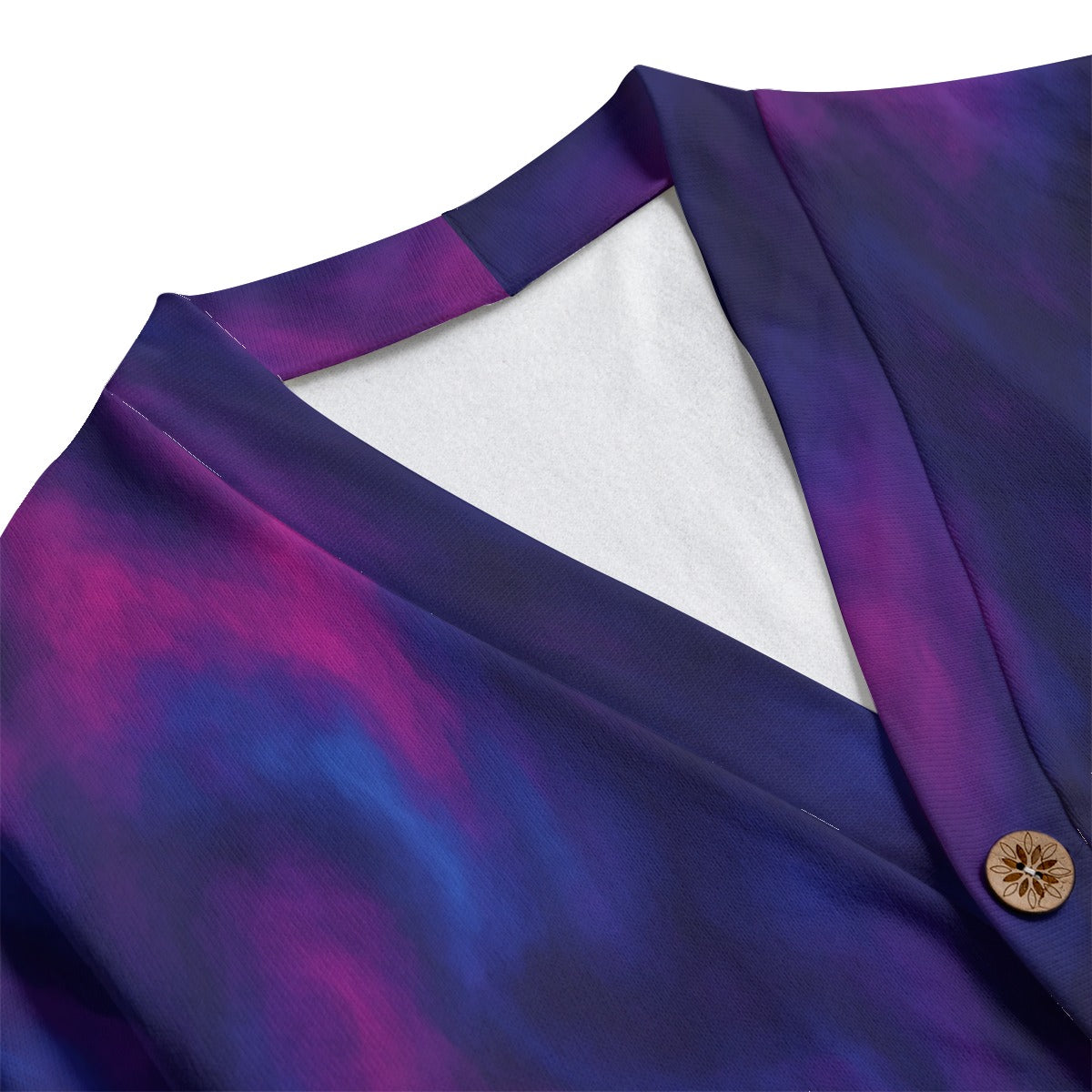 Unisex V-neck Knitted Fleece Cardigan With Button Closure