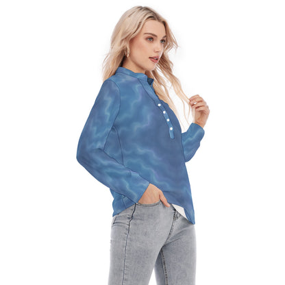 Women's Long Sleeve Blouse With Button Closure