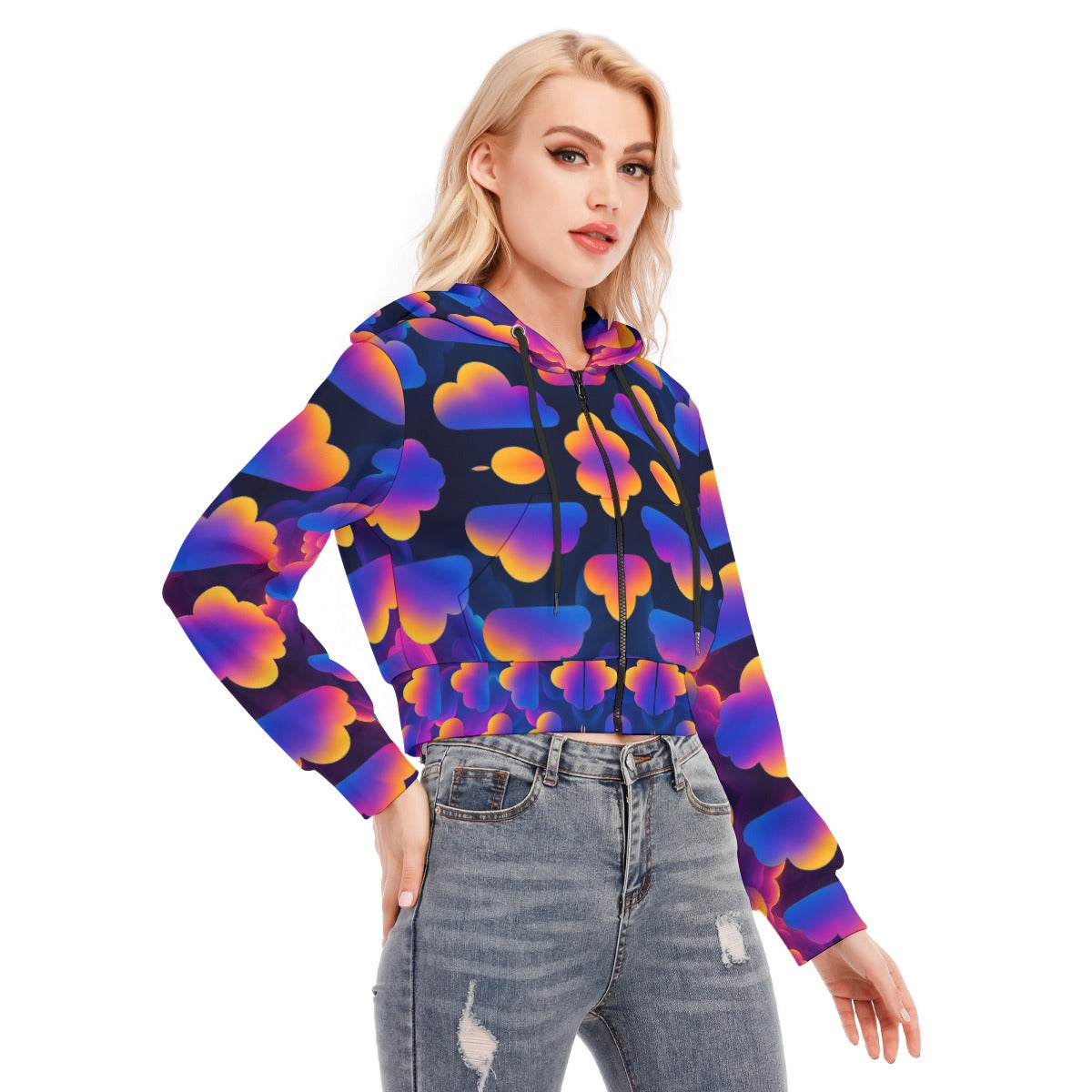 Women's Crop Top Hoodie With Zipper Closure