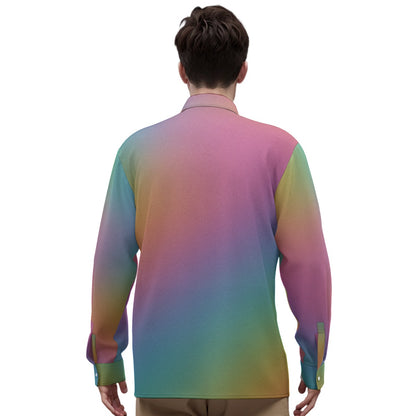 Men's Imitation Silk Long-Sleeved Shirt