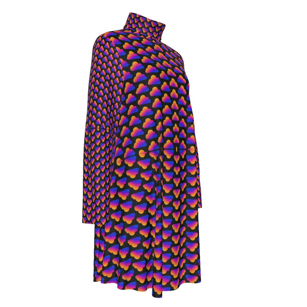 Women's High Neck Dress With Long Sleeve