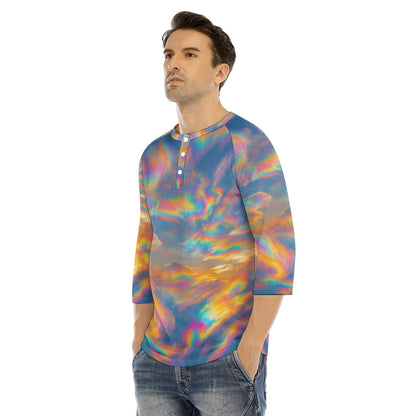 Men's Bracelet Sleeve T-shirt With Button Closure - view 3