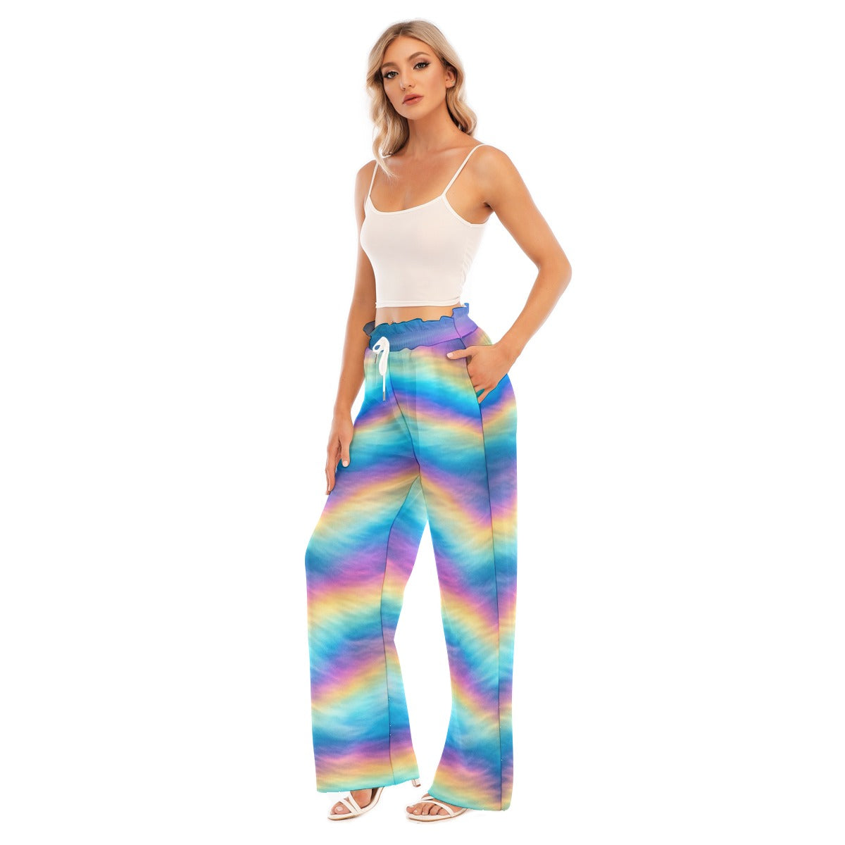 Women's Waist Fungus Edge Wide-leg Pants