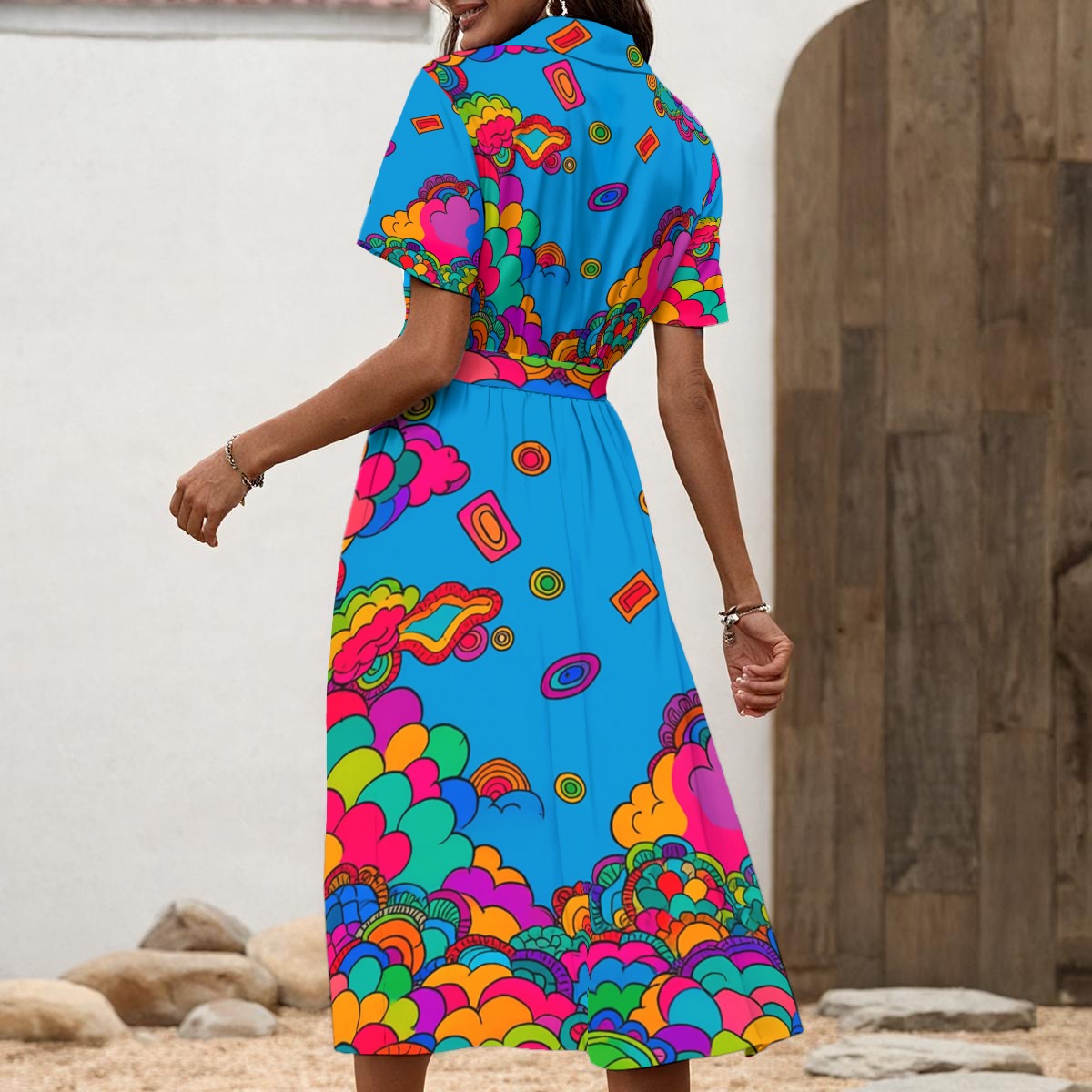 Women's Shirt Dress with Waist Tie