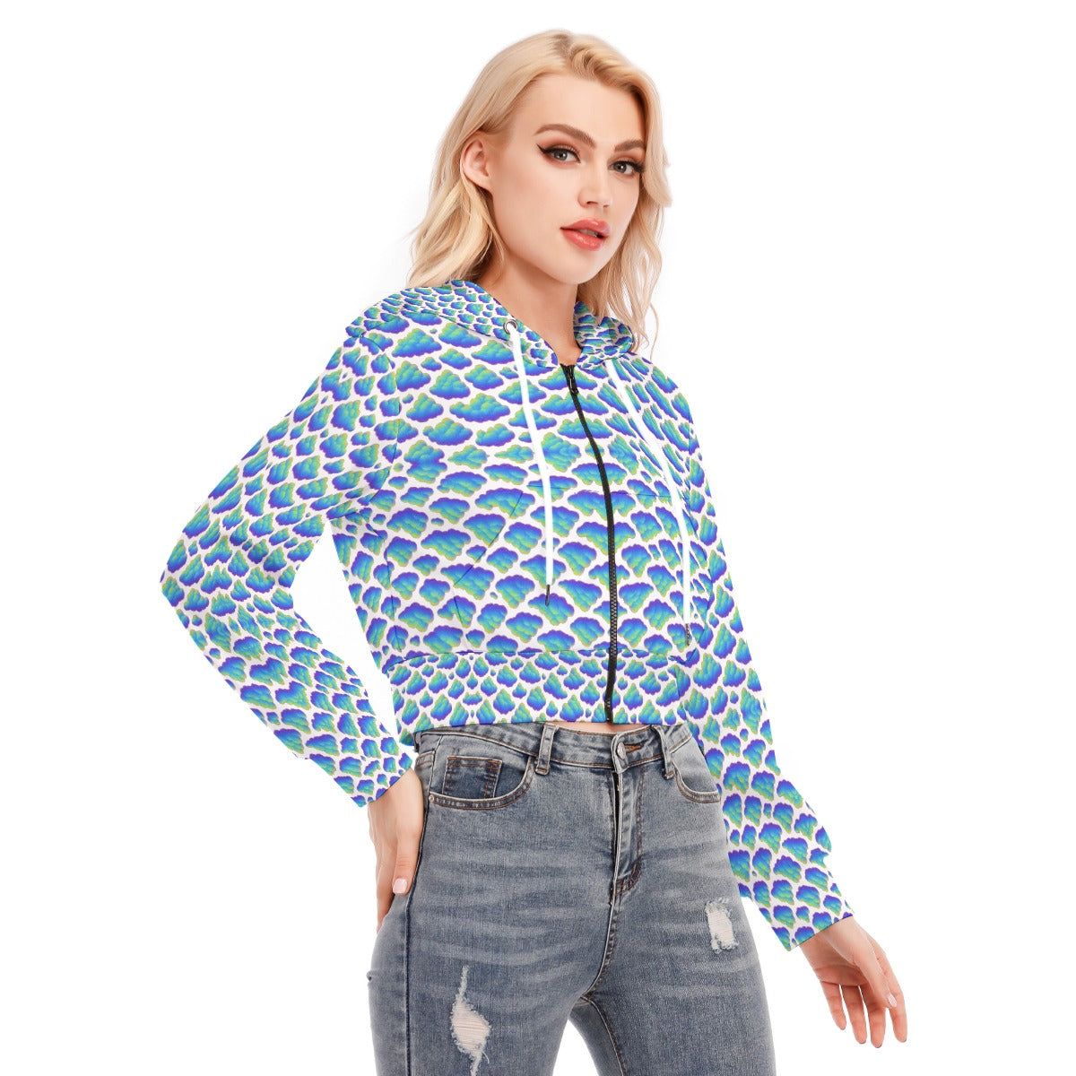 Women's Crop Top Hoodie With Zipper Closure