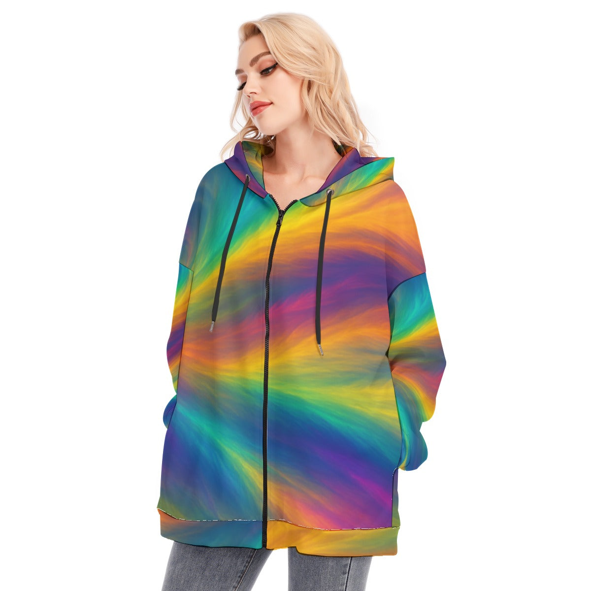 Women's Long Hoodie With Zipper Closure