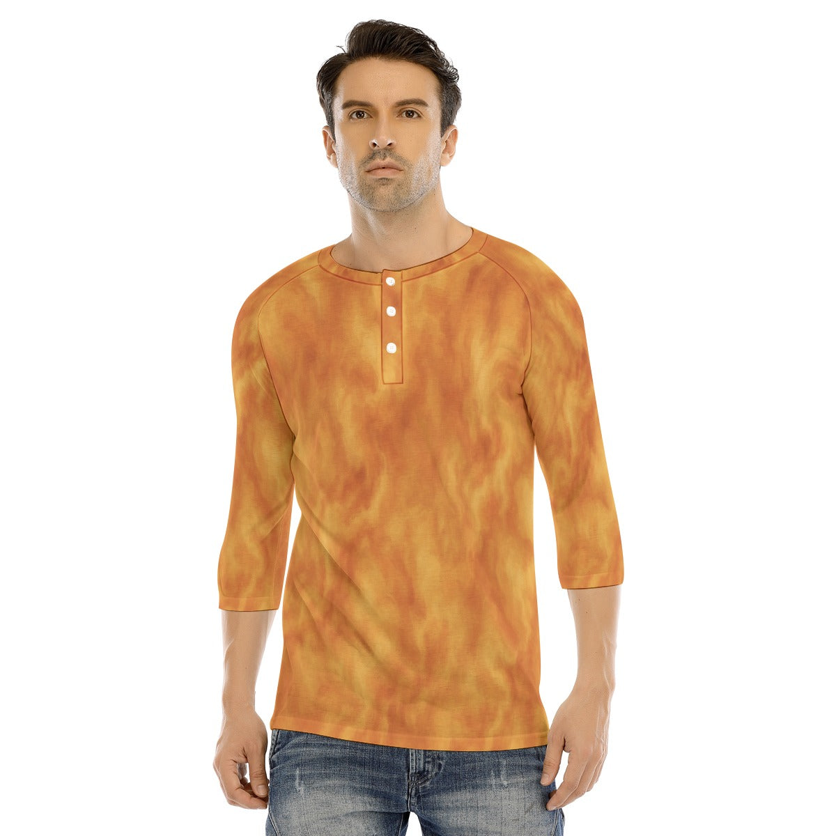 Men's Bracelet Sleeve T-shirt With Button Closure - view 1