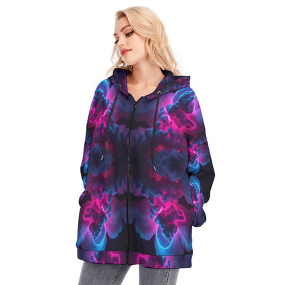 Women's Long Hoodie With Zipper Closure